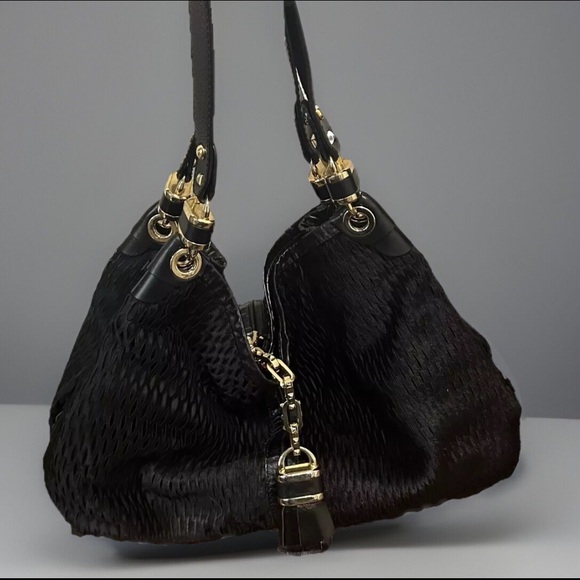 Authentic Jimmy Choo Hobo Shoulder Bag w/Tassel, Metal Pyramids - Picture 2 of 16